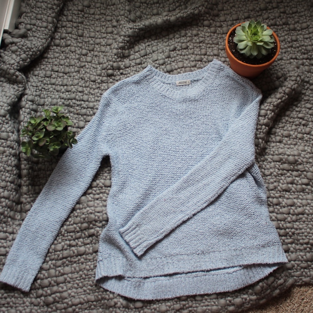 blue sweater